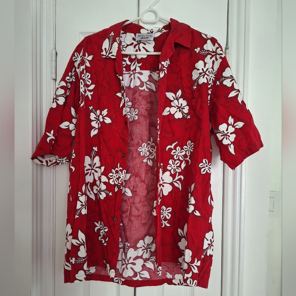 Pacific Legend Apparel Red Hawaiian Buttondown Shirt